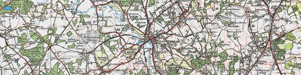Old map of Leatherhead in 1920