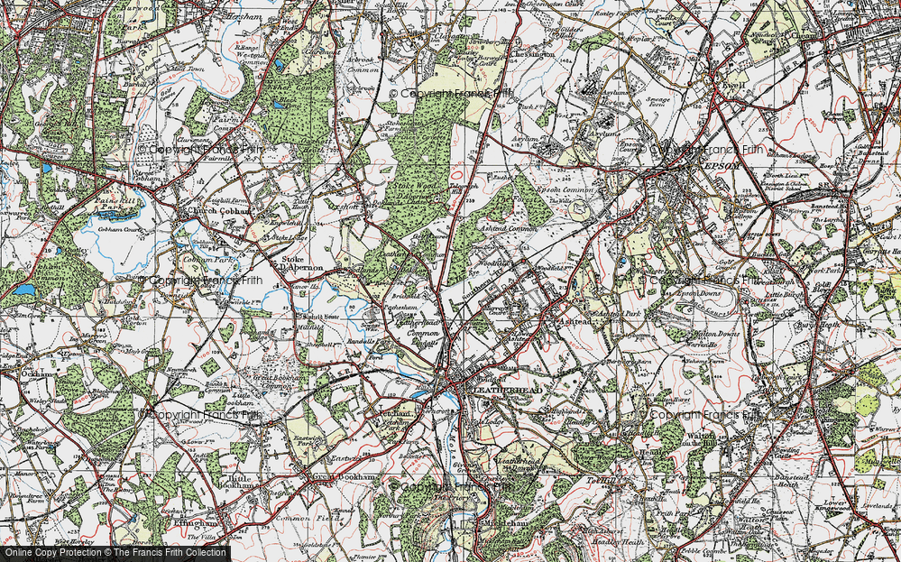 Old Map of Leatherhead Common, 1920 in 1920