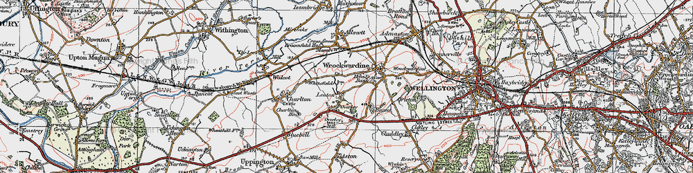 Old map of Leaton in 1921