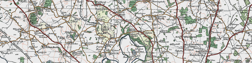 Old map of Leaton Heath in 1921