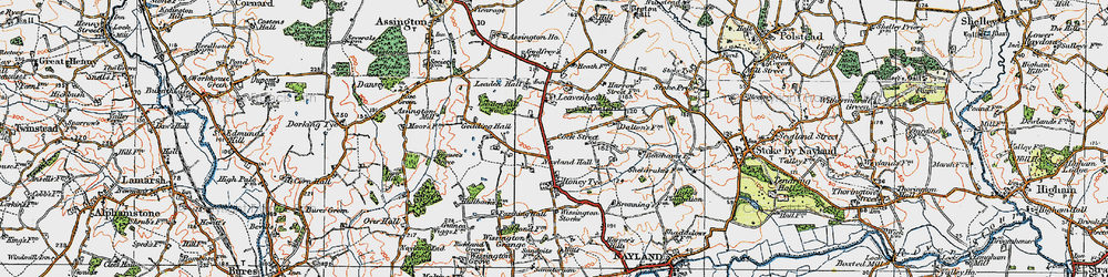 Old map of Leavenheath in 1921