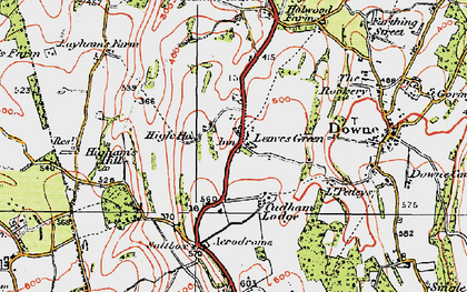 Old map of Leaves Green in 1920