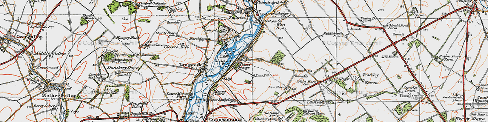Old map of Leckford Abbas in 1919