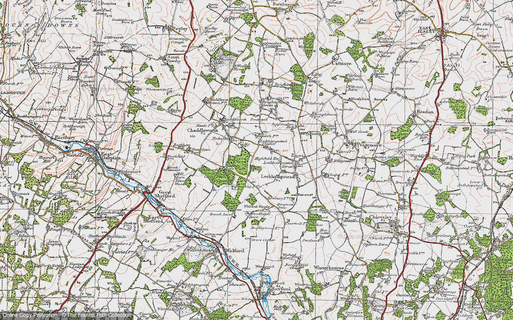 Old Map of Leckhampstead Thicket, 1919 in 1919