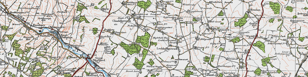 Old map of Leckhampstead Thicket in 1919