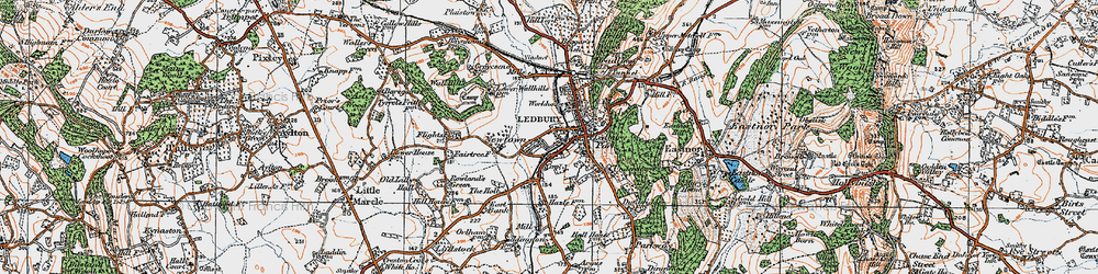 Old map of Ledbury in 1920