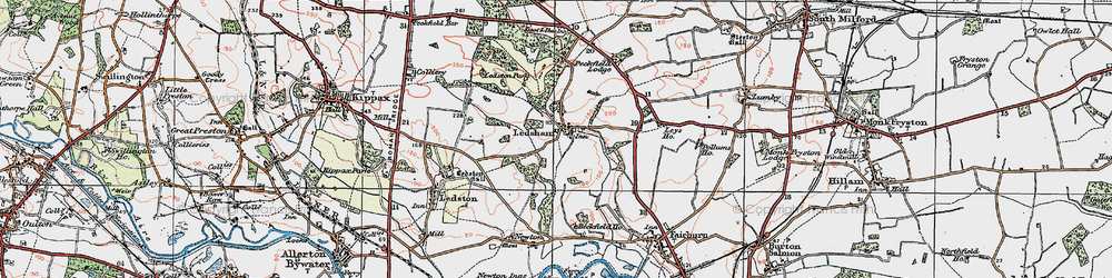 Old map of Ledston Park in 1925