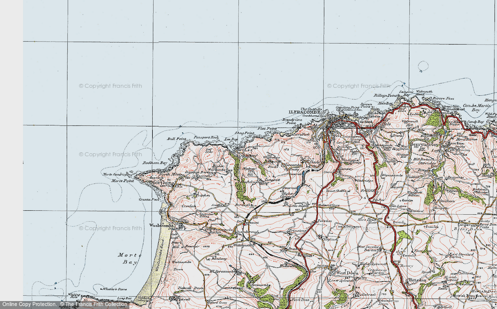 Old Map of Historic Map covering Borough Valley in 1919