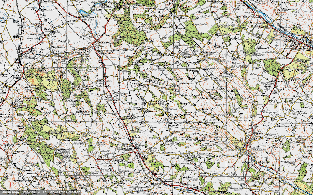 Old Map of Historic Map covering Bray's Wood in 1919