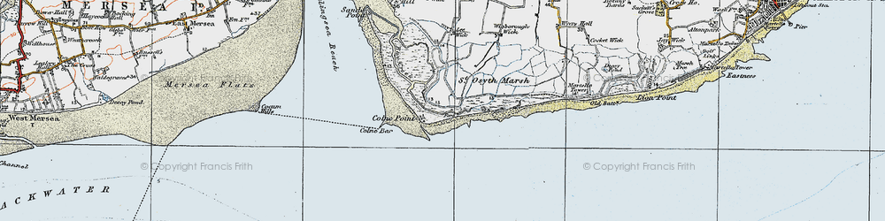 Old map of Lee-over-Sands in 1921