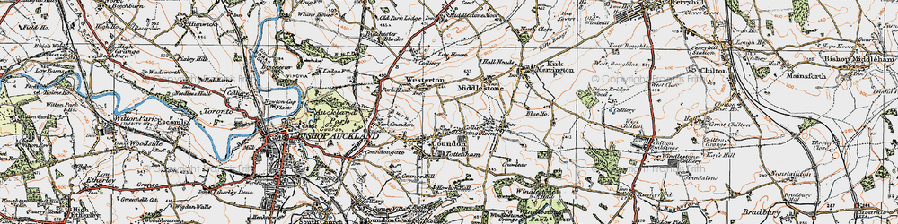 Old map of Leeholme in 1925