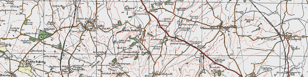 Old map of Leesthorpe Hill in 1921