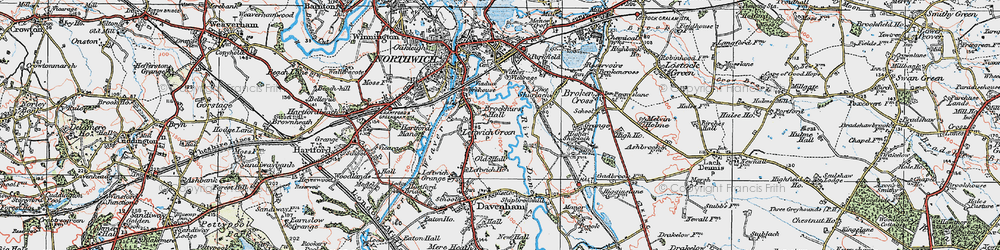 Old map of Leftwich in 1923