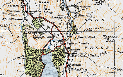 Old map of Bram Crag in 1925