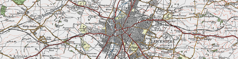 Old map of Leicester in 1921