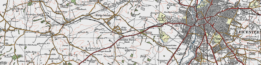 Old map of Leicester Forest East in 1921