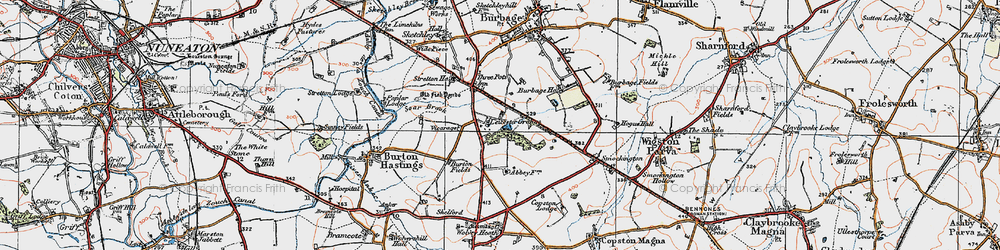 Old map of Leicester Grange in 1920