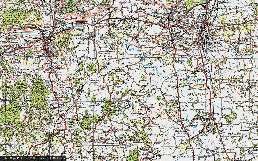 Old Map of Historic Map covering Mynthurst in 1920