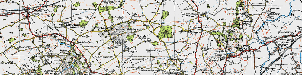 Old map of Leigh Delamere in 1919