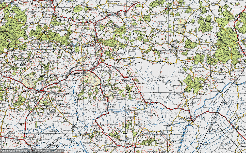 Old Map of Leigh Green, 1921 in 1921