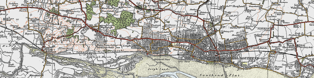 Old map of Leigh-on-Sea in 1921