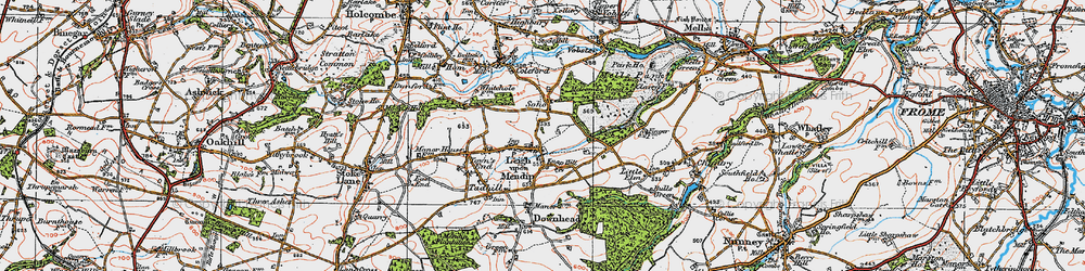 Old map of Leigh upon Mendip in 1919