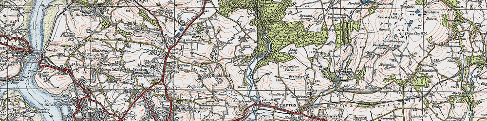Old map of Plym Bridge in 1919