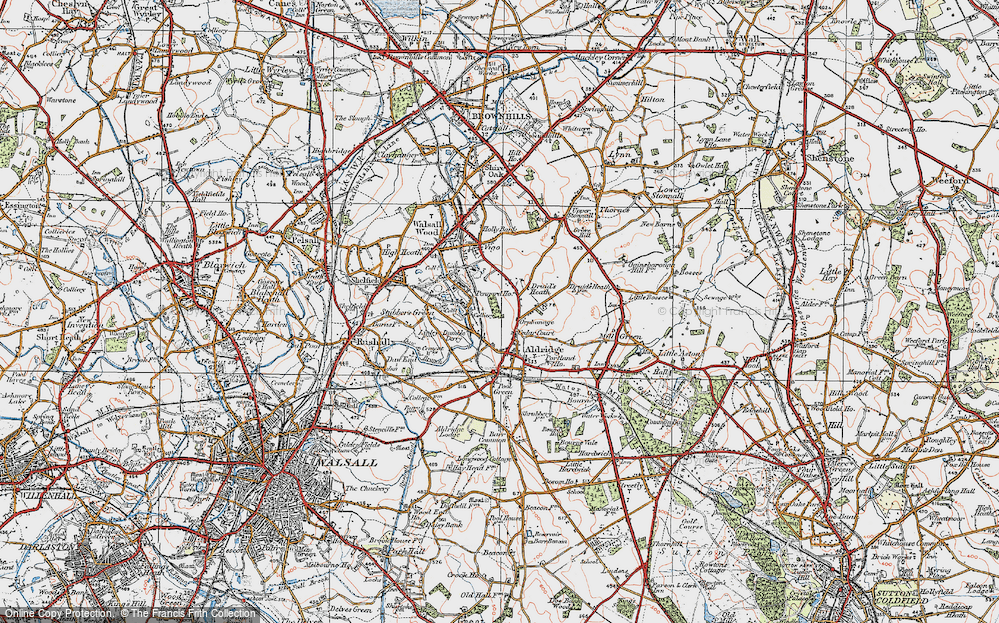 Old Map of Historic Map covering Druids Heath Fm in 1921