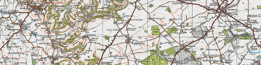 Old map of Bowldown Wood in 1919