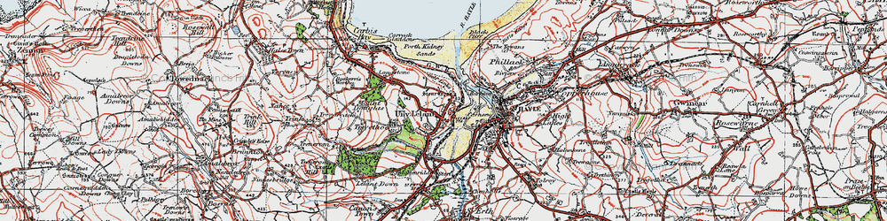 Old map of Lelant Saltings Sta in 1919