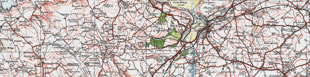 Old map of Lelant Downs in 1919