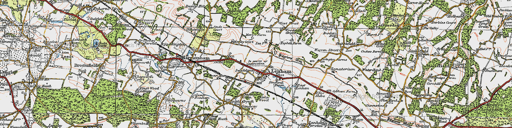 Old map of Lenham in 1921