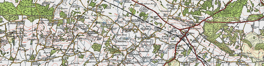 Old map of Lenham Heath in 1921
