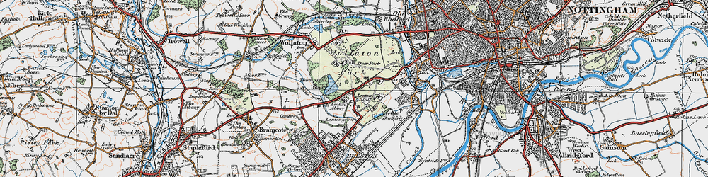 Old map of Lenton Abbey in 1921