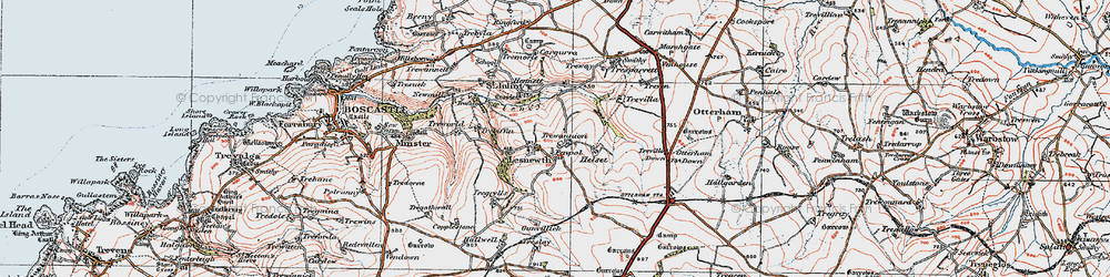 Old map of Lesnewth in 1919