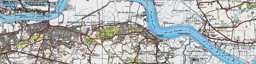 Old map of Lessness Heath in 1920