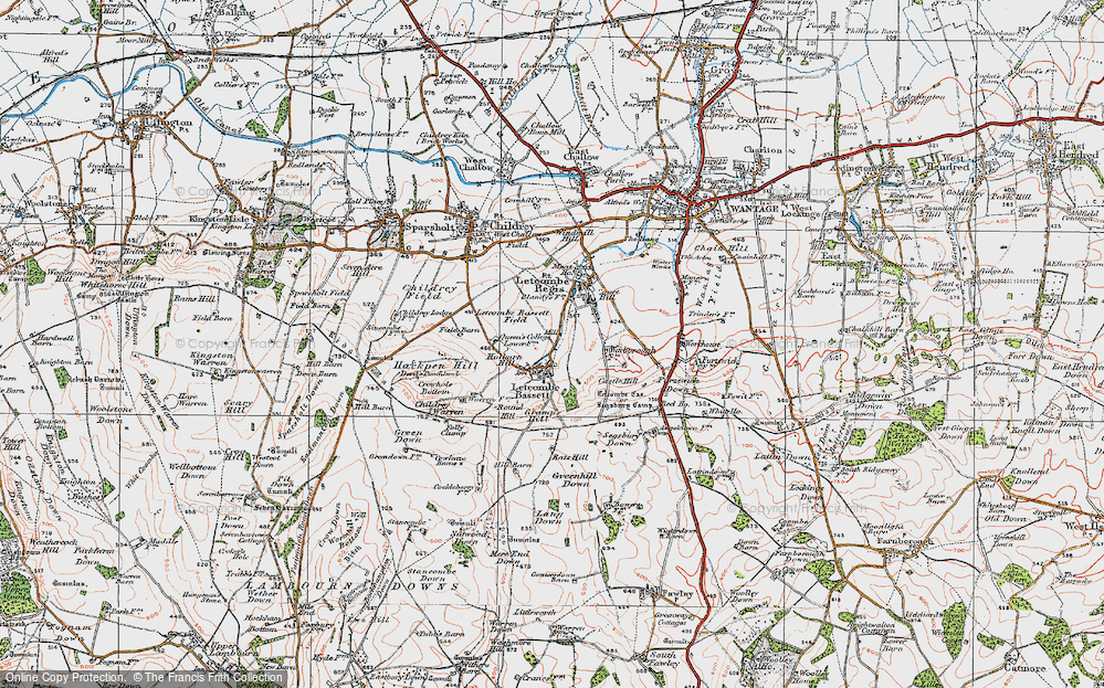 Old Map of Letcombe Bassett, 1919 in 1919