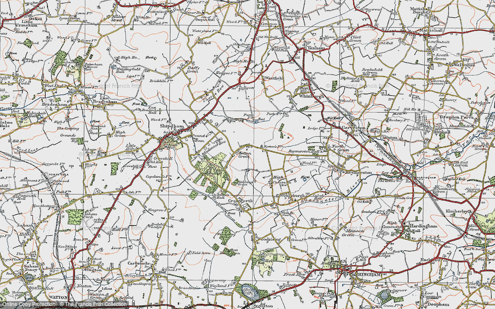 Old Map of Letton Green, 1921 in 1921
