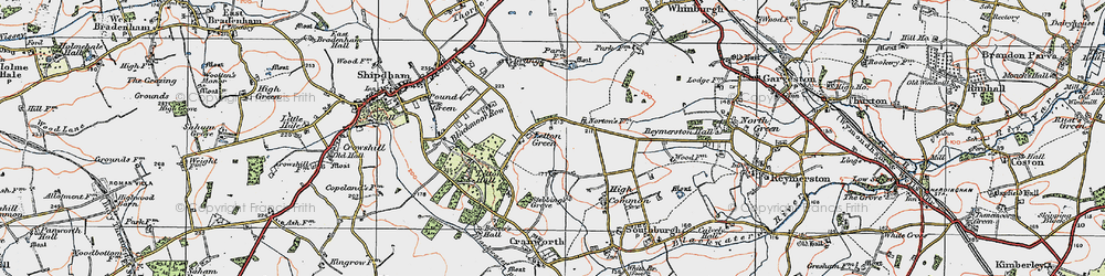 Old map of Letton Green in 1921