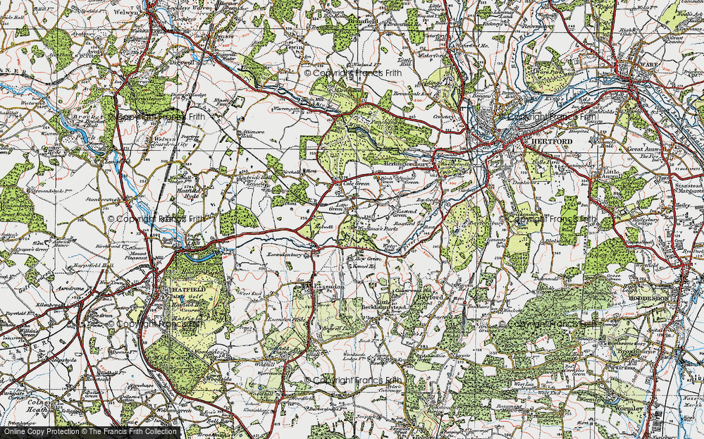 Old Map of Historic Map covering Woolmer's Park in 1920