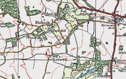 Old map of Letwell in 1923