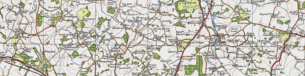 Old map of Levens Green in 1919