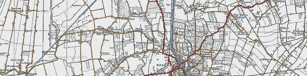 Old map of Leverington in 1922