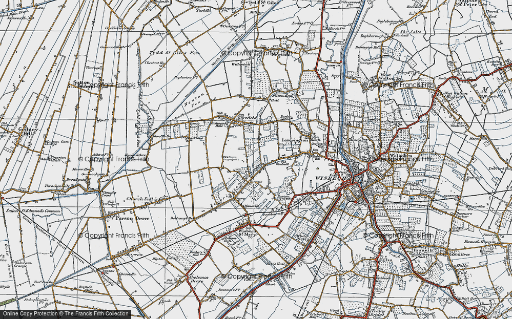 Old Map of Leverington Common, 1922 in 1922