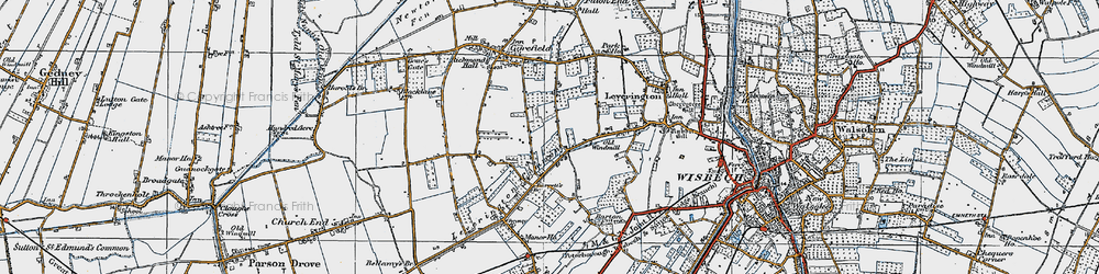 Old map of Leverington Common in 1922