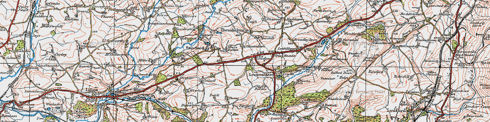 Old map of Lewdown in 1919
