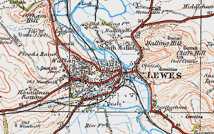 Old map of Lewes in 1920