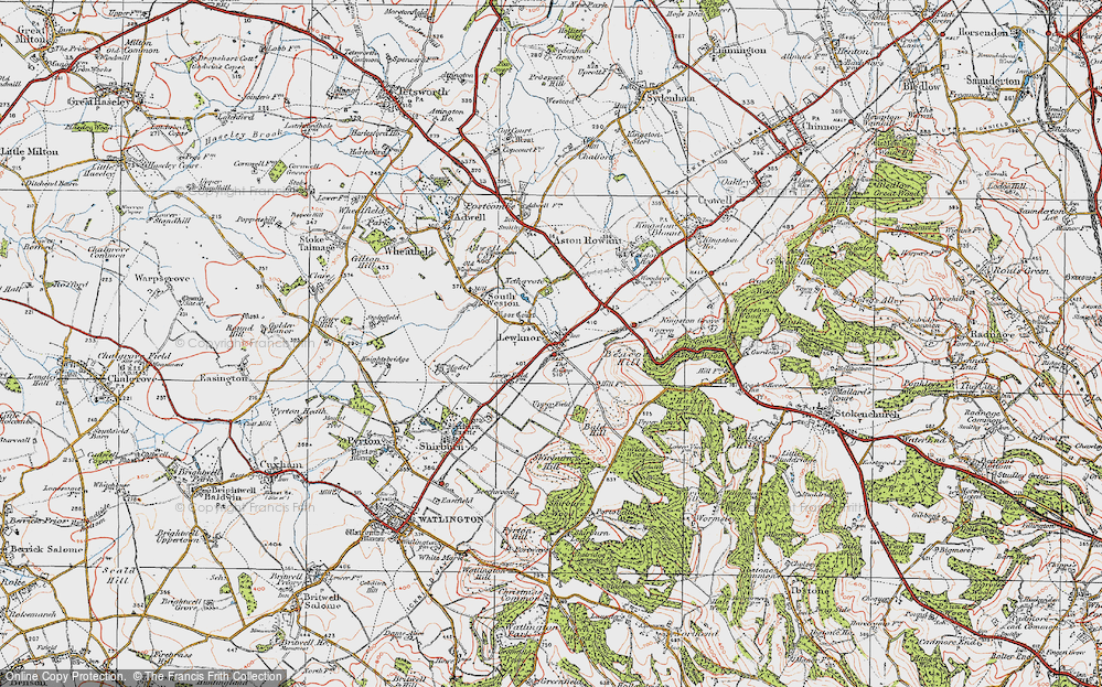 Old Map of Historic Map covering Aston Rowant National Nature Reserve in 1919