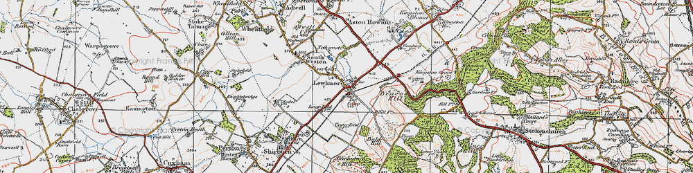 Old map of Lewknor in 1919
