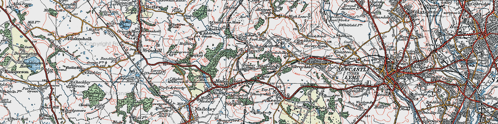 Old map of Leycett in 1921